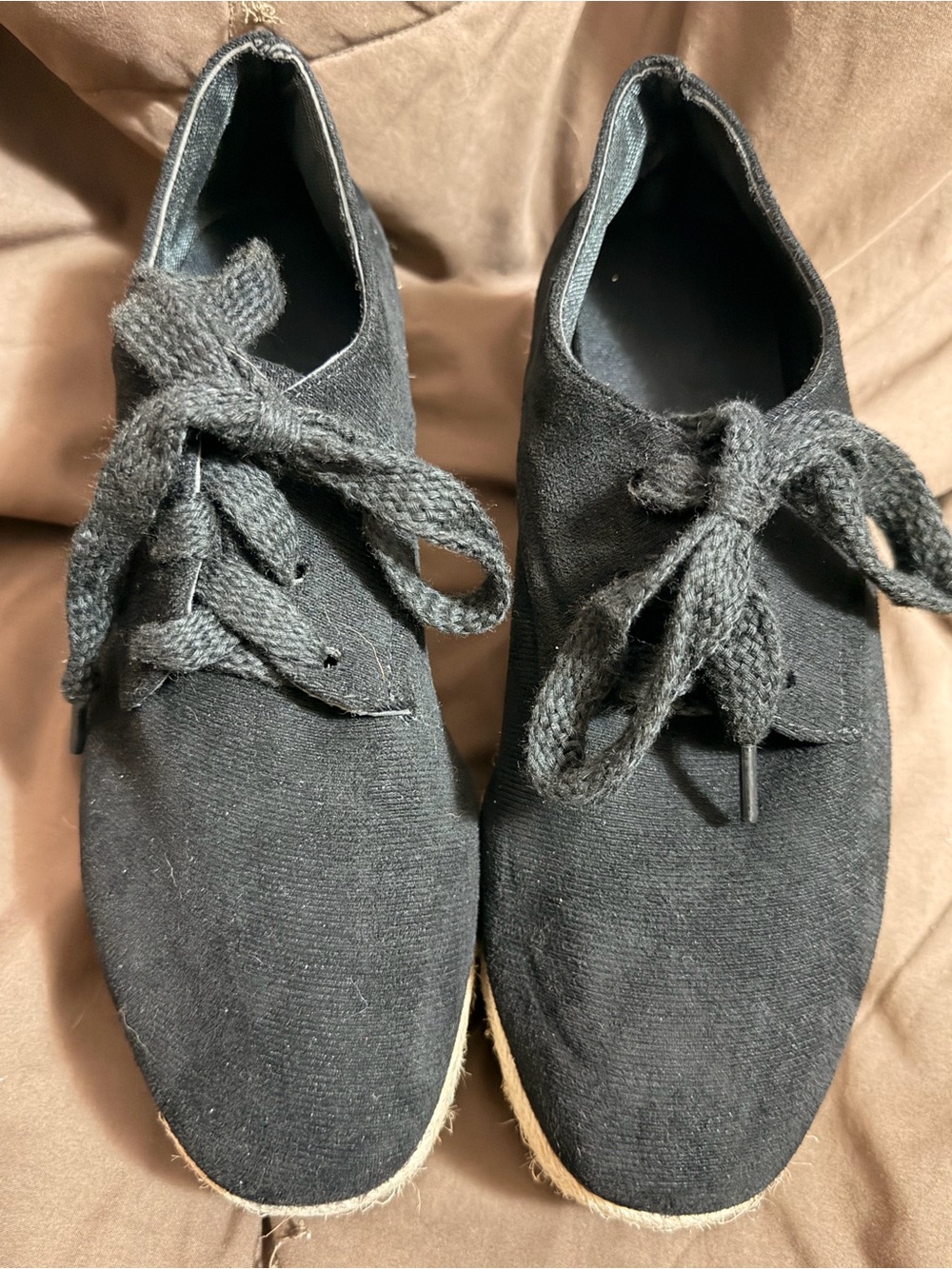 Women’s Black Wedge Espadrille Lace-Up Shoes